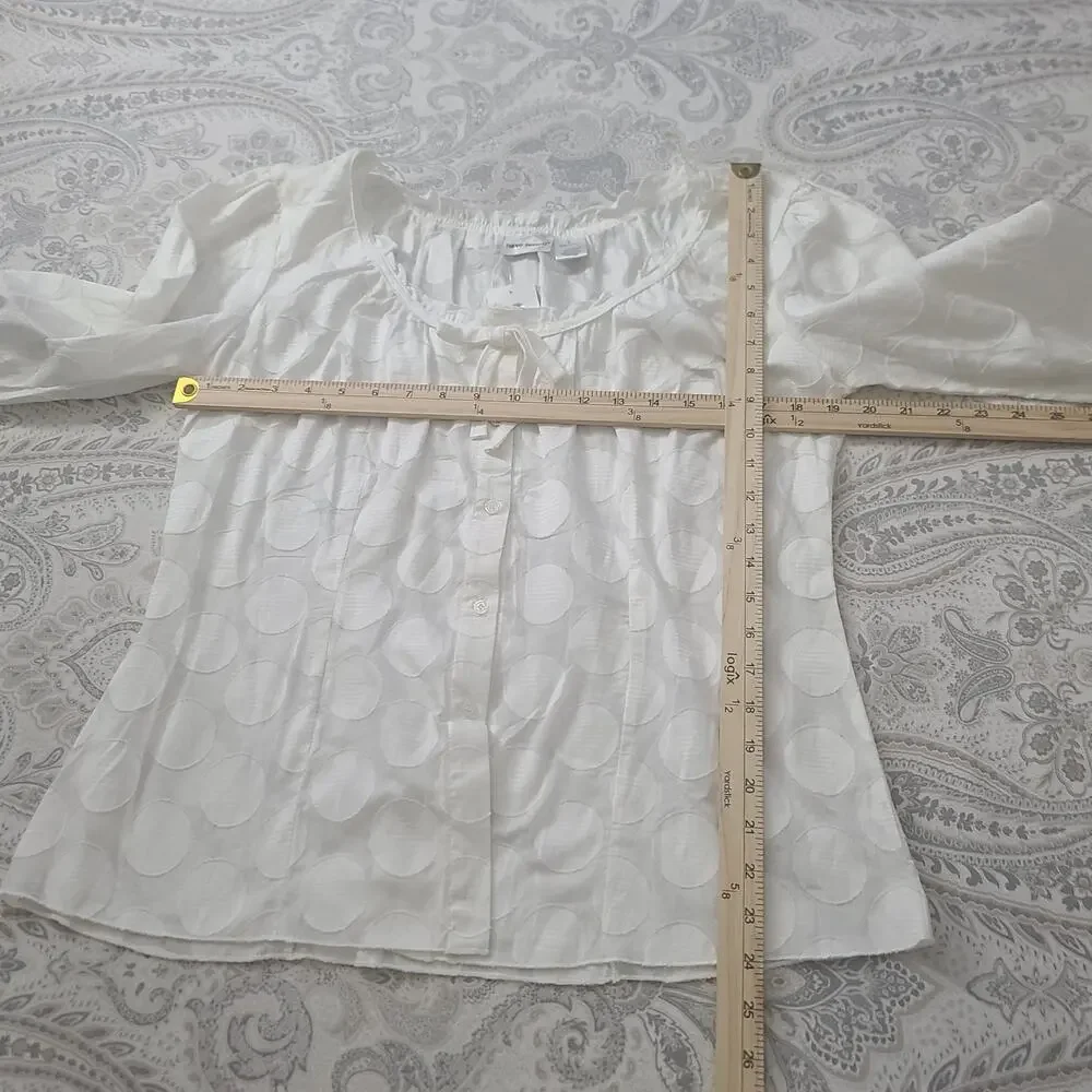 Harve Benard Vintage100% cotton Dot detail women's blouse Ivory Size Large - Picture 4 of 7